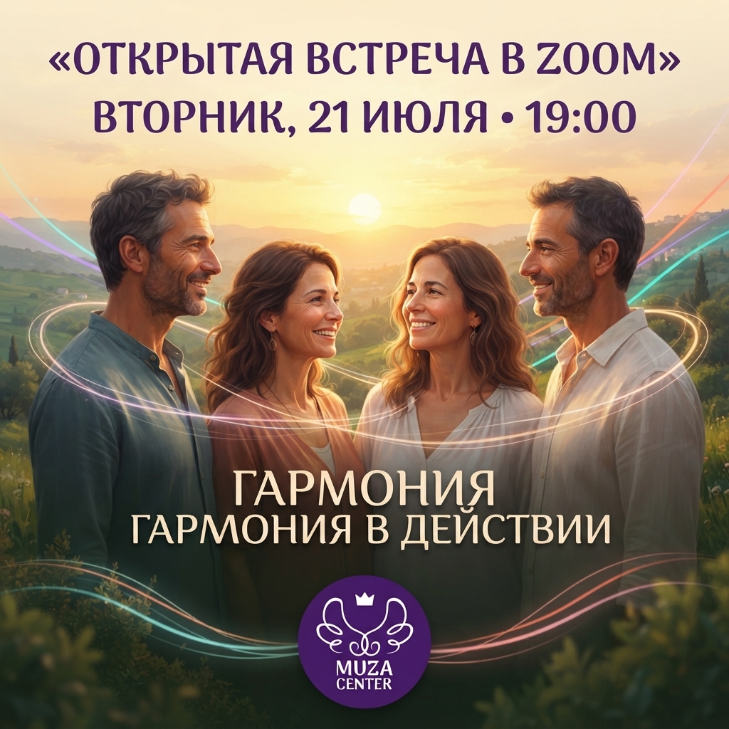 Открытая встреча в Zoom — вторник, 21 июля, 19:00 — Гармония в Действии
